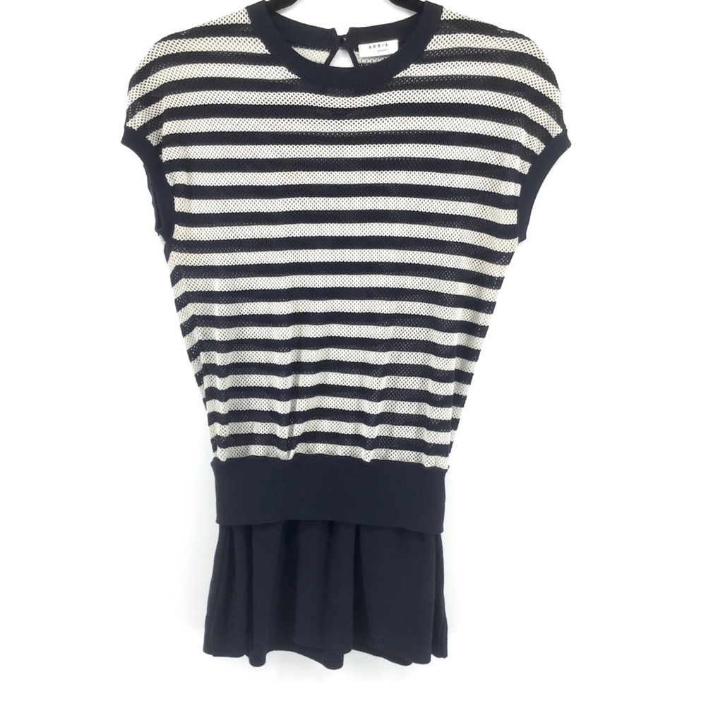 AKRIS PUNTO Knit Short Sleeve Striped Top